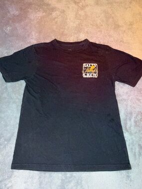 Salty Crew Black Tee with Yellow Chest Graphic